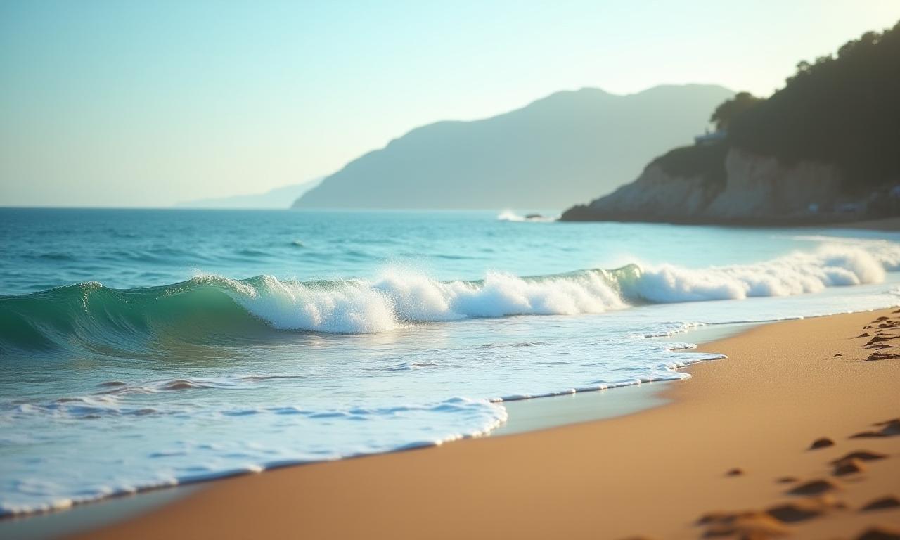 Olas del Mediterráneo rompiendo en la costa de Barcelona